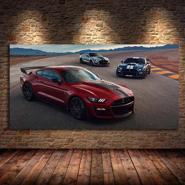 Touteladeco / Tableau Art / Voiture / Ford Mustang Shelby GT500 / Décoration Murale / Décoration de maison / Moderne