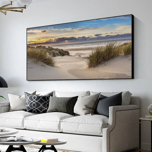 Touteladeco / Tableau Art / Paysage / Plage / Mer / Sable / Décoration Murale / Décoration de maison / Moderne