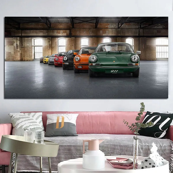 Touteladeco / Tableau Art / Voiture / Porsche 911 Evolution / Décoration Murale / Décoration de maison / Moderne