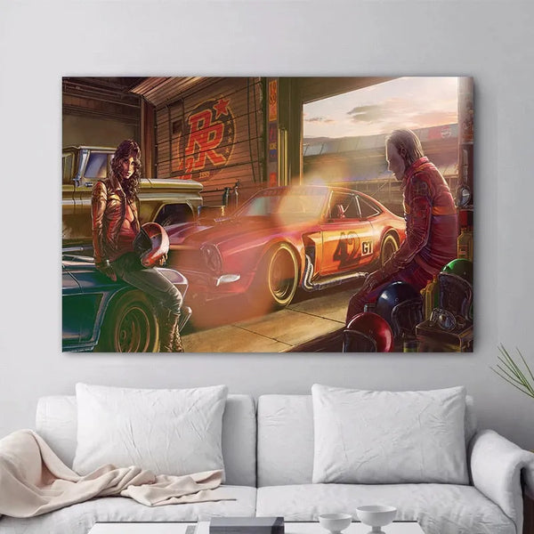 Touteladeco / Tableau Art / Voiture / Ferrari Classic Racing / Décoration Murale / Décoration de maison / Moderne