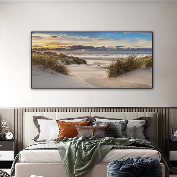 Touteladeco / Tableau Art / Paysage / Plage / Mer / Sable / Décoration Murale / Décoration de maison / Moderne