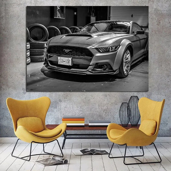 Touteladeco / Tableau Art / Voiture / Ford Mustang / Décoration Murale / Décoration de maison / Moderne