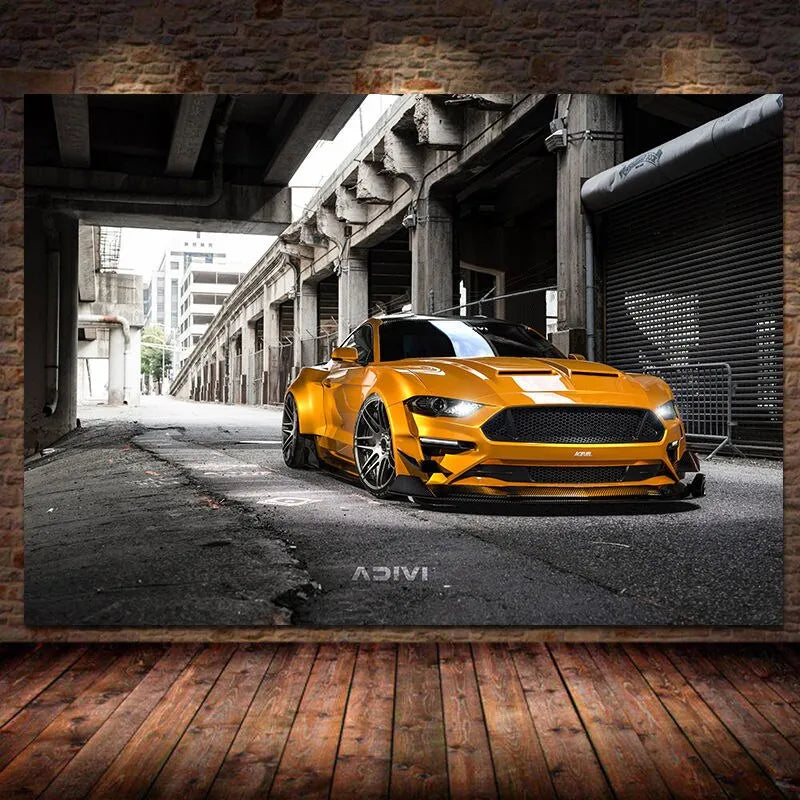 Touteladeco / Tableau Art / Voiture / Ford Mustang GT Fastback / Décoration Murale / Décoration de maison / Moderne
