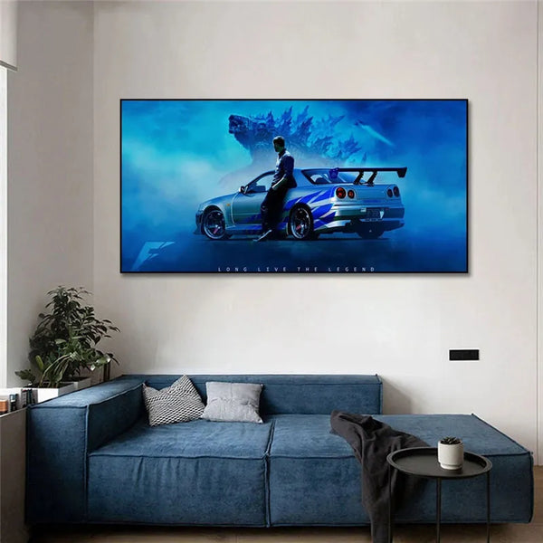 Touteladeco / Tableau Art / Voiture / Nissan Skyline GTR R34 / Décoration Murale / Décoration de maison / Moderne