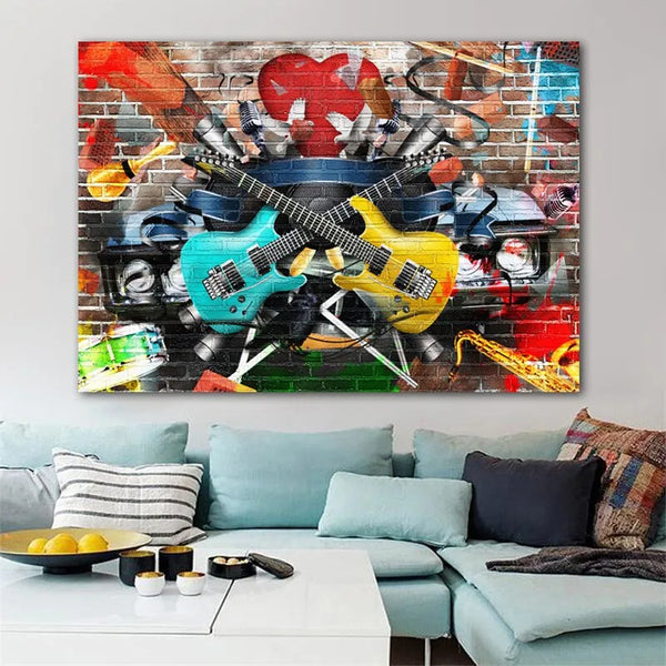 Touteladeco / Tableau Art / Musique / Guitare / Décoration Murale / Décoration de maison / Moderne