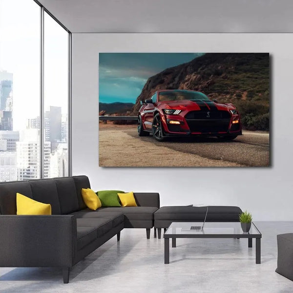 Touteladeco / Tableau Art / Voiture / Ford Mustang Shelby GT500 / Décoration Murale / Décoration de maison / Moderne