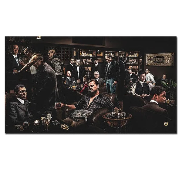Touteladeco / Tableau Art / Films / Légendes du cinéma / Décoration Murale / Décoration de maison / tableau légendes du cinéma / scène mafieuse cinéma / personnages cultes films / décoration murale gangster / ambiance club privé vintage / tableau acteurs célèbres / art cinématographique rétro / style dark et élégant / déco film culte / impression sur toile cinéma