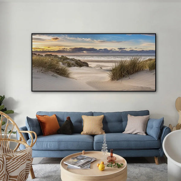 Touteladeco / Tableau Art / Paysage / Plage / Mer / Sable / Décoration Murale / Décoration de maison / Moderne