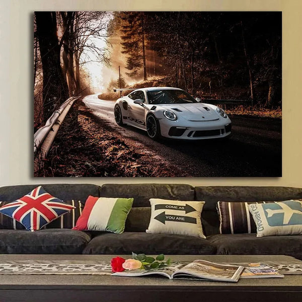 Touteladeco / Tableau Art / Voiture / Porsche 911 GT3 RS / Décoration Murale / Décoration de maison / Moderne