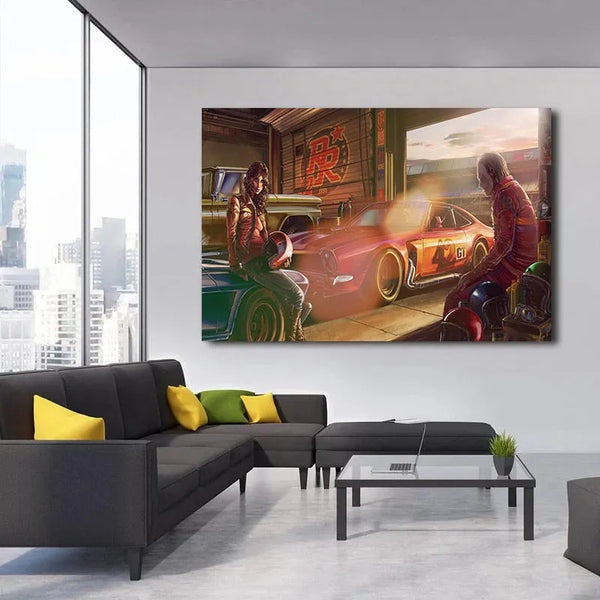 Touteladeco / Tableau Art / Voiture / Ferrari Classic Racing / Décoration Murale / Décoration de maison / Moderne