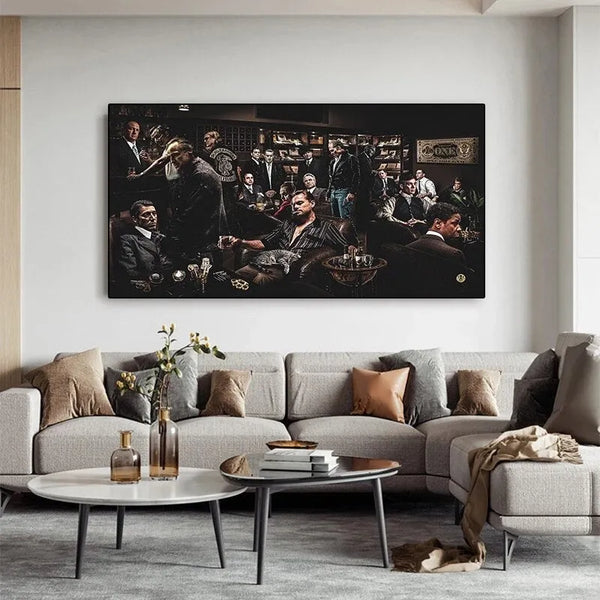 Touteladeco / Tableau Art / Films / Légendes du cinéma / Décoration Murale / Décoration de maison / tableau légendes du cinéma / scène mafieuse cinéma / personnages cultes films / décoration murale gangster / ambiance club privé vintage / tableau acteurs célèbres / art cinématographique rétro / style dark et élégant / déco film culte / impression sur toile cinéma
