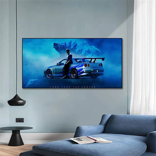 Touteladeco / Tableau Art / Voiture / Nissan Skyline GTR R34 / Décoration Murale / Décoration de maison / Moderne