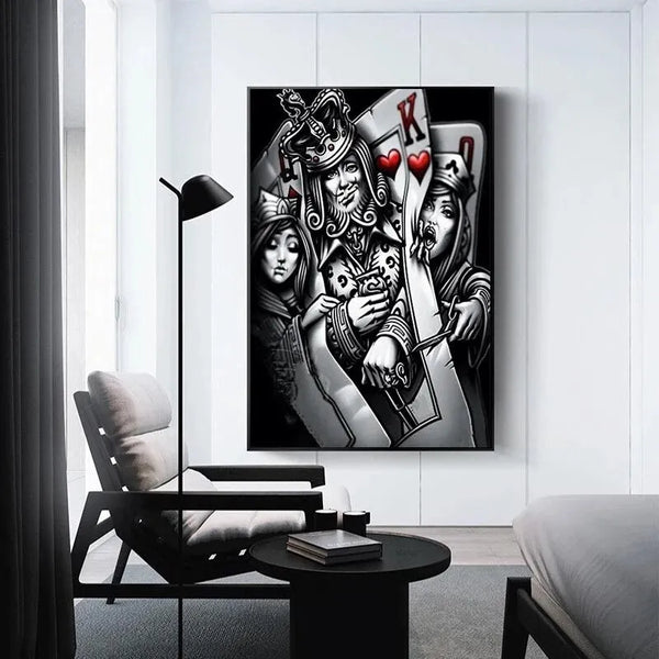 Touteladeco / Tableau Pop Art / Luxe / Poker  / Roi De Coeur / Décoration Murale / Décoration de maison / Moderne