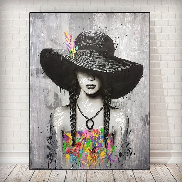 Touteladeco / Tableau Pop Art / Glamour / Femme / Grafiti / Décoration Murale / Décoration de maison / Moderne