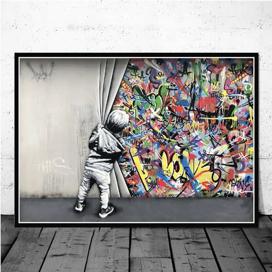 Touteladeco / Tableau Pop Art / Street Art / Banksy / Décoration Murale / Décoration de maison / Moderne
