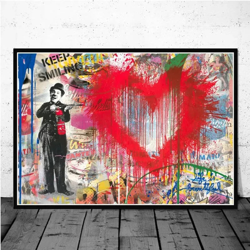 Touteladeco / Tableau Pop Art / Street Art / Banksy / Décoration Murale / Décoration de maison / Moderne