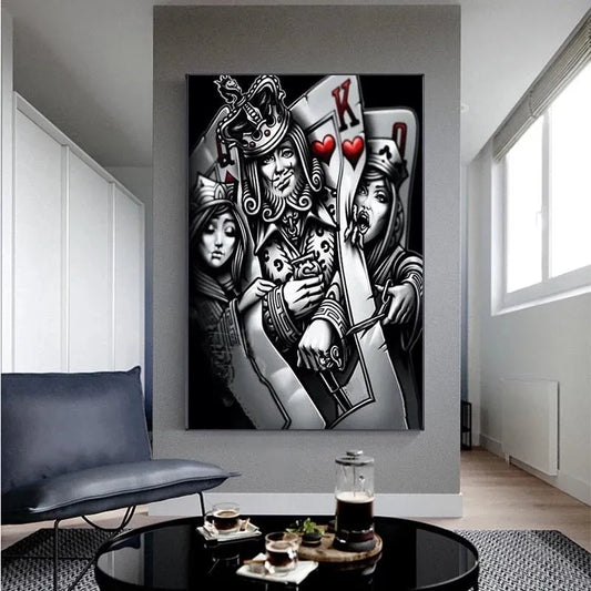 Touteladeco / Tableau Pop Art / Luxe / Poker  / Roi De Coeur / Décoration Murale / Décoration de maison / Moderne