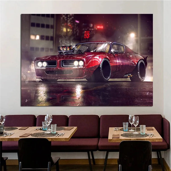 Touteladeco / Tableau Art / Voiture / Racing Car Red / Décoration Murale / Décoration de maison / Moderne