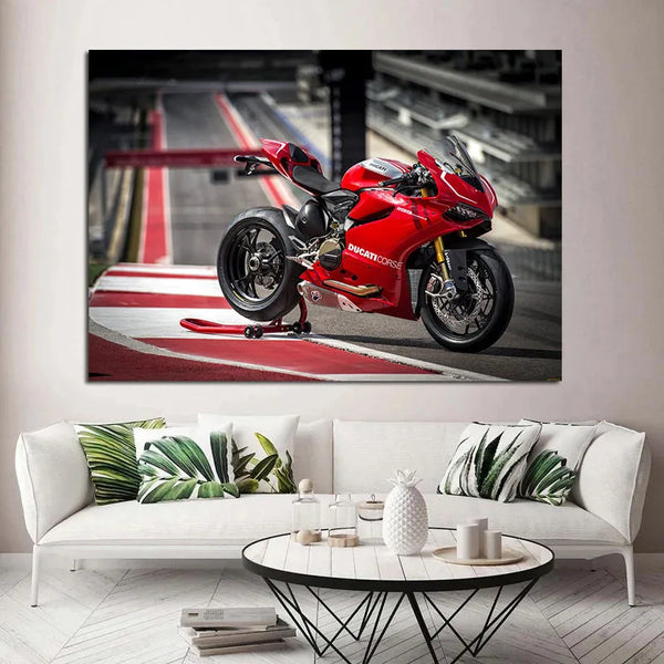 Touteladeco / Tableau Art / Moto / Ducati / Décoration Murale / Décoration de maison / Moderne
