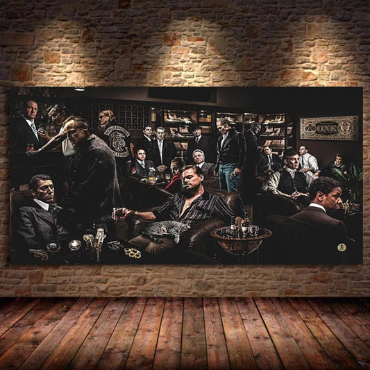 Touteladeco / Tableau Art / Films / Légendes du cinéma / Décoration Murale / Décoration de maison / tableau légendes du cinéma / scène mafieuse cinéma / personnages cultes films / décoration murale gangster / ambiance club privé vintage / tableau acteurs célèbres / art cinématographique rétro / style dark et élégant / déco film culte / impression sur toile cinéma