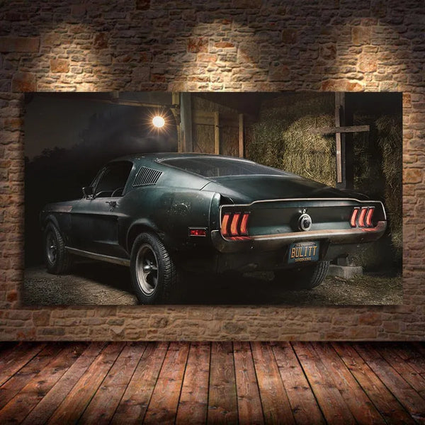 Touteladeco / Tableau Art / Voiture / Ford Mustang GT Fastback 1968 / Décoration Murale / Décoration de maison / Moderne