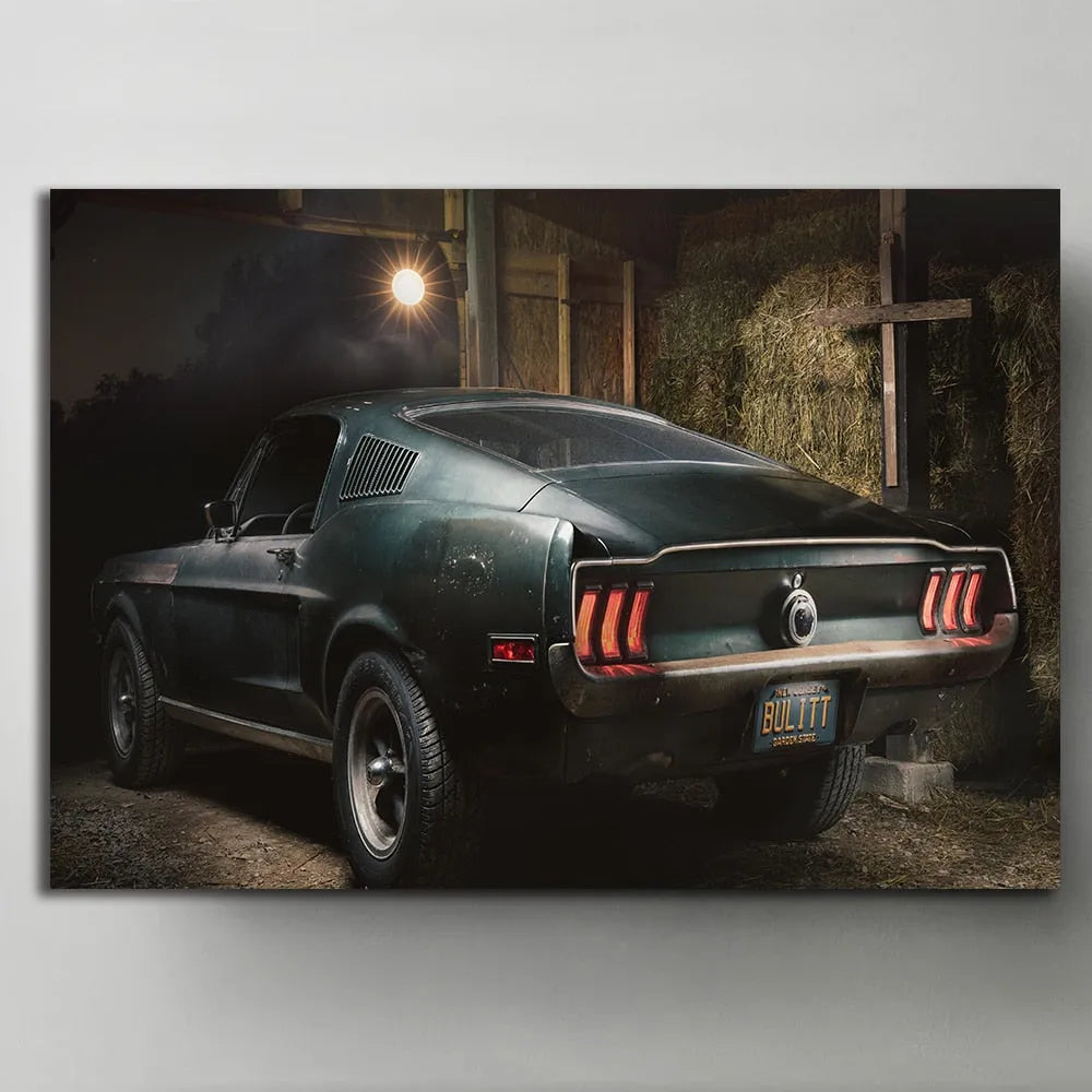 Touteladeco / Tableau Art / Voiture / Ford Mustang GT Fastback 1968 / Décoration Murale / Décoration de maison / Moderne
