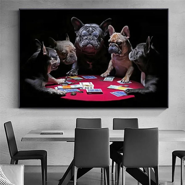 Touteladeco / Tableau Pop Art / Animaux / Bouledogue / Chien / Décoration Murale / Décoration de maison / Moderne