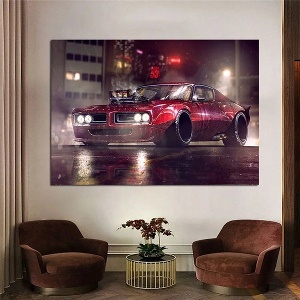 Touteladeco / Tableau Art / Voiture / Racing Car Red / Décoration Murale / Décoration de maison / Moderne