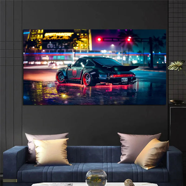 Touteladeco / Tableau Art / Voiture / Porsche / Décoration Murale / Décoration de maison / Moderne