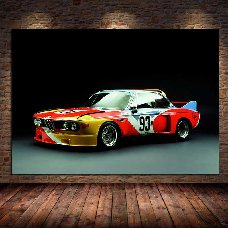 Touteladeco / Tableau Art / Voiture / Retro Collection Power M3 E30 Super Racing / Décoration Murale / Décoration de maison / Moderne
