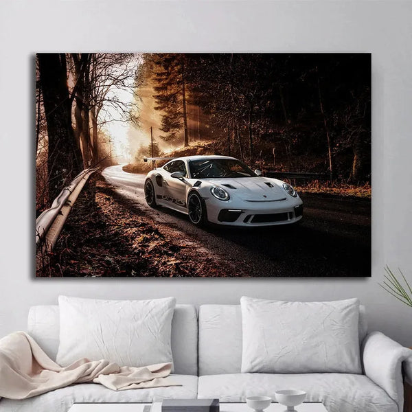 Touteladeco / Tableau Art / Voiture / Porsche 911 GT3 RS / Décoration Murale / Décoration de maison / Moderne