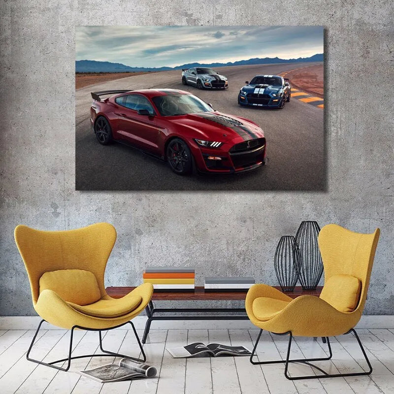 Touteladeco / Tableau Art / Voiture / Ford Mustang Shelby GT500 / Décoration Murale / Décoration de maison / Moderne