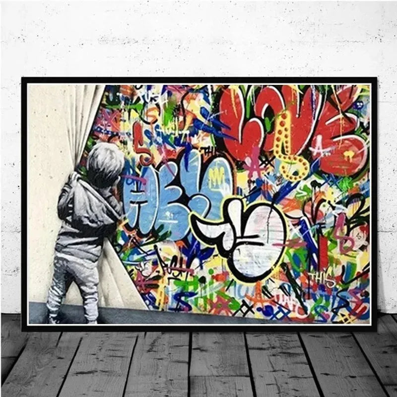 Touteladeco / Tableau Pop Art / Street Art / Banksy / Décoration Murale / Décoration de maison / Moderne