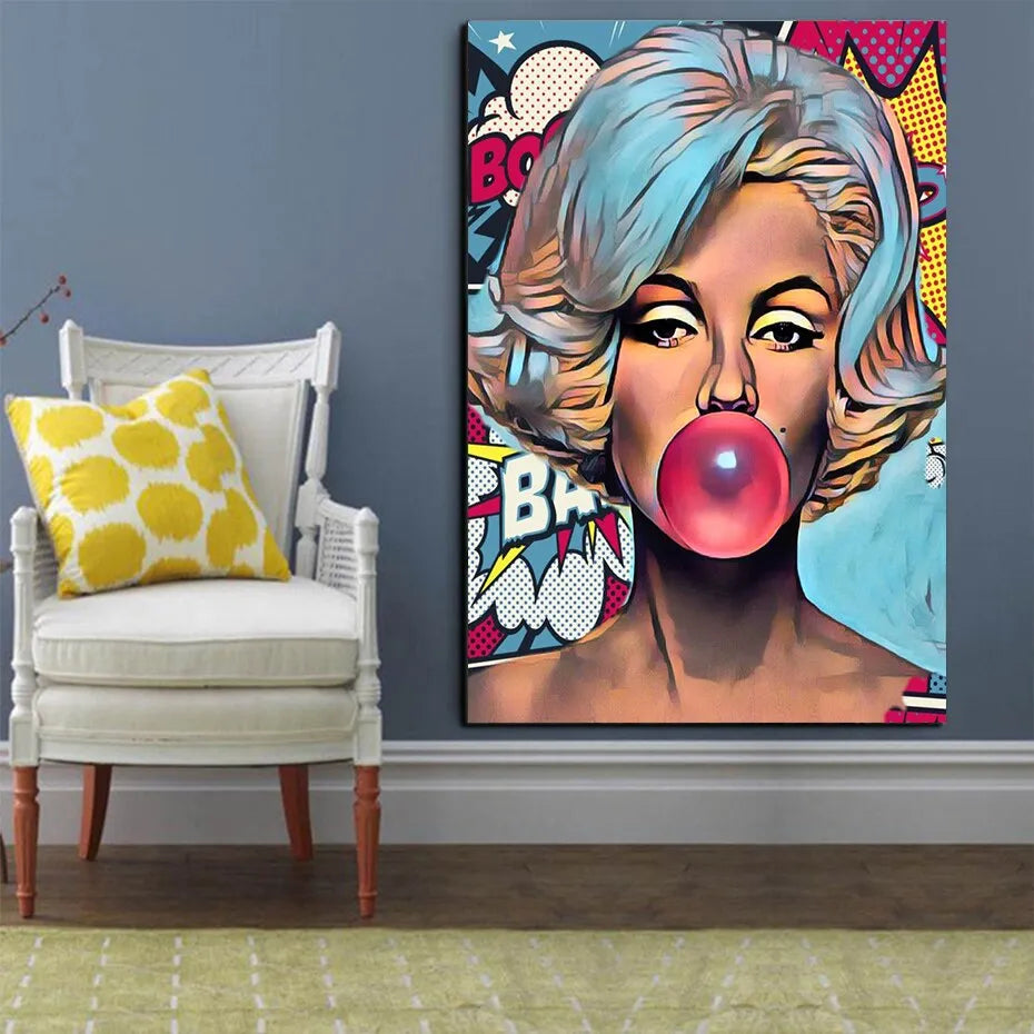 Touteladeco / Tableau Pop Art / Glamour / Marilyn Monroe / Décoration Murale / Décoration de maison / Moderne