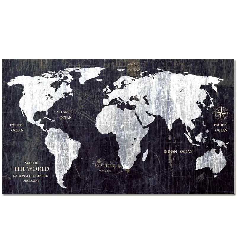 Touteladeco / Tableau Art / Monde / Carte du monde / Décoration Murale / Décoration de maison / Moderne