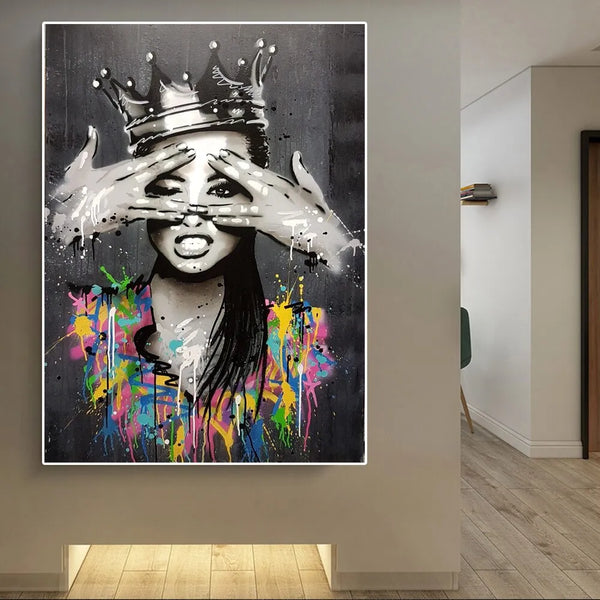 Touteladeco / Tableau Pop Art / Glamour / Femme / Grafiti / Décoration Murale / Décoration de maison / Moderne