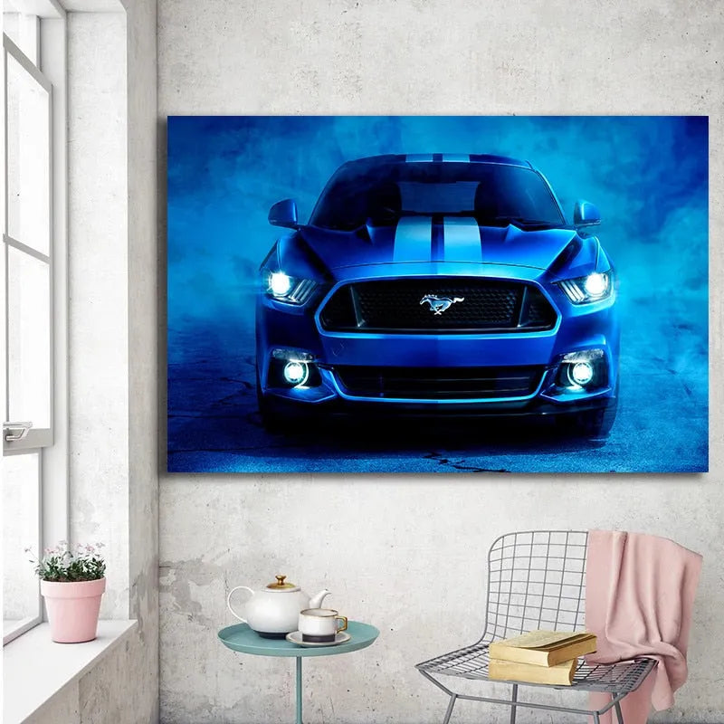 Touteladeco / Tableau Art / Voiture / Ford Mustang Supercar / Décoration Murale / Décoration de maison / Moderne