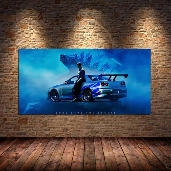 Touteladeco / Tableau Art / Voiture / Nissan Skyline GTR R34 / Décoration Murale / Décoration de maison / Moderne