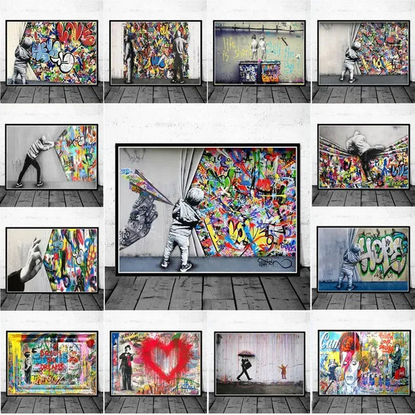 Touteladeco / Tableau Pop Art / Street Art / Banksy / Décoration Murale / Décoration de maison / Moderne