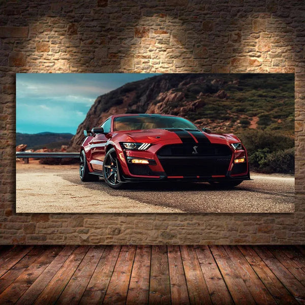 Touteladeco / Tableau Art / Voiture / Ford Mustang Shelby GT500 / Décoration Murale / Décoration de maison / Moderne