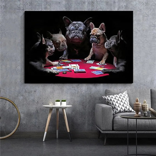 Touteladeco / Tableau Pop Art / Animaux / Bouledogue / Chien / Décoration Murale / Décoration de maison / Moderne