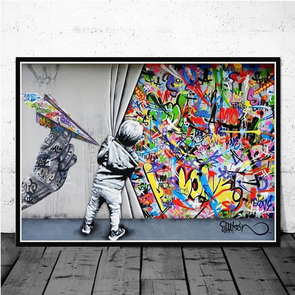 Touteladeco / Tableau Pop Art / Street Art / Banksy / Décoration Murale / Décoration de maison / Moderne