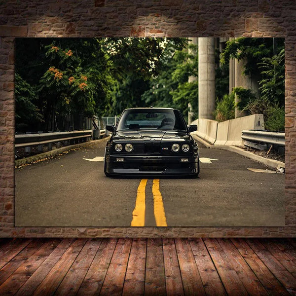 Touteladeco / Tableau Art / Voiture / Retro Collection Power M3 E30 Super Racing / Décoration Murale / Décoration de maison / Moderne