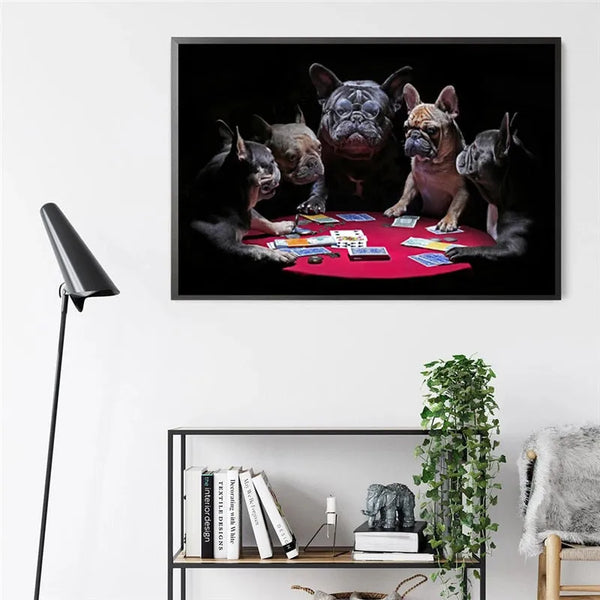 Touteladeco / Tableau Pop Art / Animaux / Bouledogue / Chien / Décoration Murale / Décoration de maison / Moderne