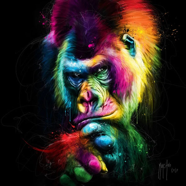 Touteladeco / Tableau Pop Art / Singe / Décoration Murale / Moderne / Pop Art / Couleur / Graffiti / Toile / Tableau / Patrice Murciano / Gorille / Pensan