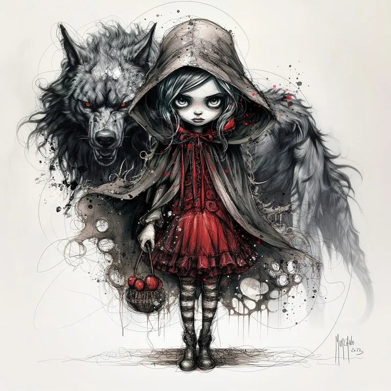 Touteladeco / Toile / Tableau / Cadeau / Anniversaire / Decoration / Gothique / Chaperon Rouge / Loup / Salon / Patrice Murciano / Cinema