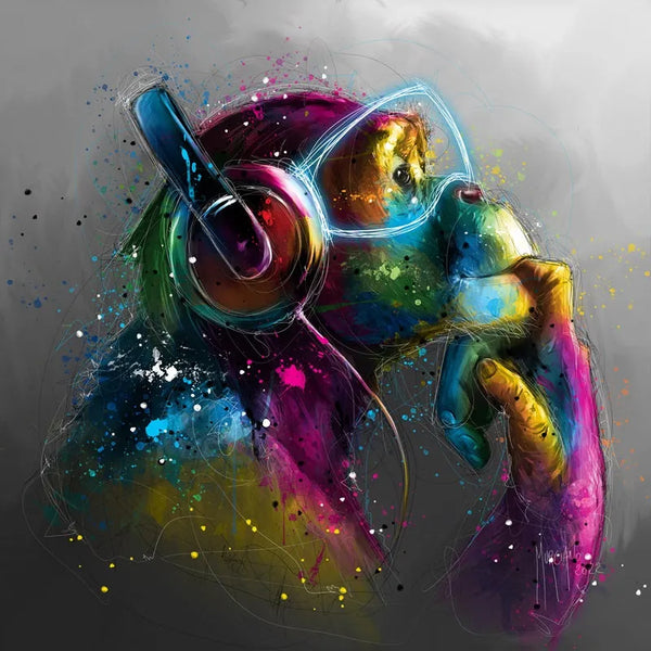 Touteladeco / Tableau Pop Art / Singe / Décoration Murale / Moderne / Pop Art / Couleur / Graffiti / Toile / Tableau / Patrice Murciano / DJ