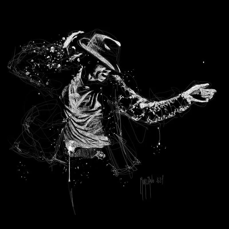 Touteladeco / Tableau Art / Musique / Michael Jackson / Billie Jean / Patrice Murciano / Pop Art / Décoration Murale / Décoration de maison / Moderne / Toile / POP / King / Chanteur