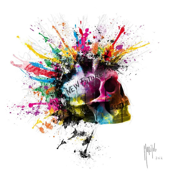 Touteladeco / Tableau Art / Crane / Squelette / Couleur / Graffiti / gothique / Patrice Murciano / Pop Art / Décoration Murale / Décoration de maison / Moderne / Toile