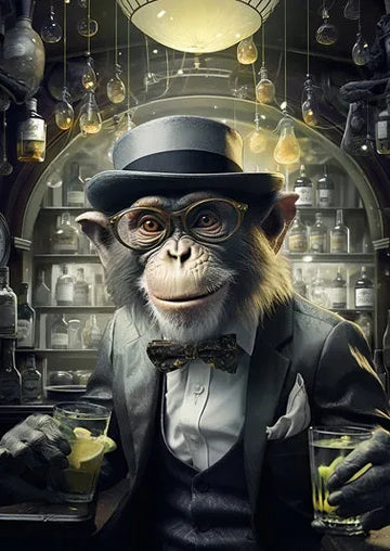 Singe Barman à lunettes